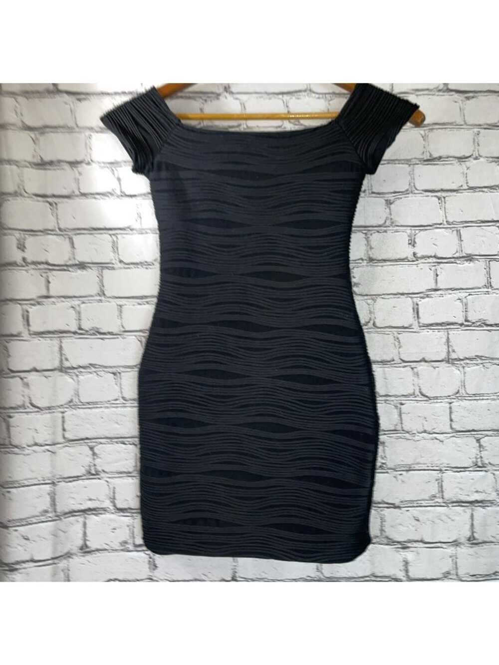 Vintage Y2K Wet Seal Off Shoulder Mini Dress Black Evening Cocktail Party Size S